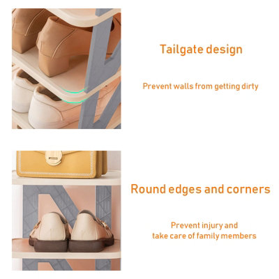 4 Tier Foldable Plastic Shoe Rack with Superior Anti-Fall Design