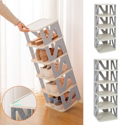 4 Tier Foldable Plastic Shoe Rack with Superior Anti-Fall Design
