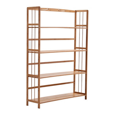 4-Tier Freestanding Bamboo Bookshelf Book Rack Organizer for Living Room Study Room Office 127 cm(H)