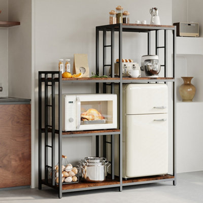 4-Tier Freestanding Kitchen Storage Rack Microwave Stand and Pantry Organizer 107cm W x 40cm D x 133cm H