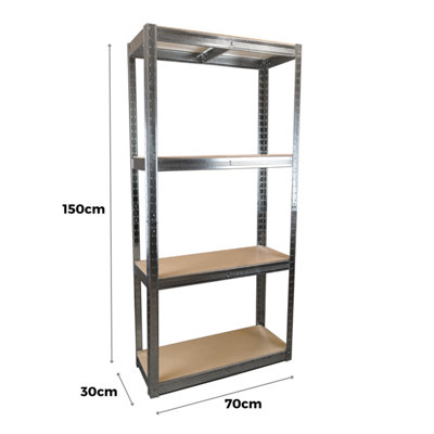 4 Tier Galvanised Garage Shelving 1500h x 700w x 300d mm 175kg