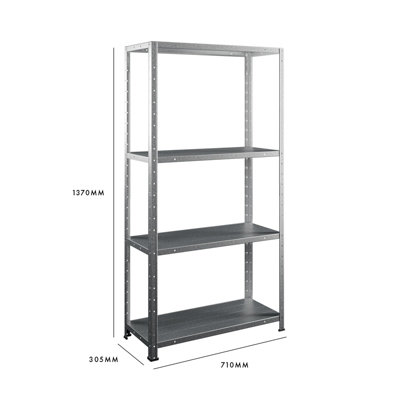 4 Tier Galvanised Shelving Unit 710 x 1370 x 305mm