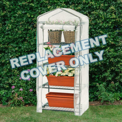 4-Tier Greenhouse Replacement Cover - Greenhouse or Grow Tunnel House - Strong Reinforced PE Material - Outdoor Gardening - 3