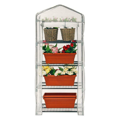 4-Tier Greenhouse Replacement Cover - Greenhouse or Grow Tunnel House - Strong Reinforced PE Material - Outdoor Gardening - 5
