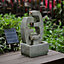 4 Tier Grey Resin Tiered Solar Water Fountain with LED Lights 46 cm