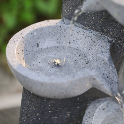 4 Tier Grey Solar Powered Resin Cascading Garden Water Feature Fountain ...