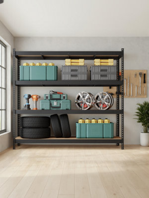 4-Tier Heavy-Duty Storage Rack for Garage, Metal Shelving Unit, Black