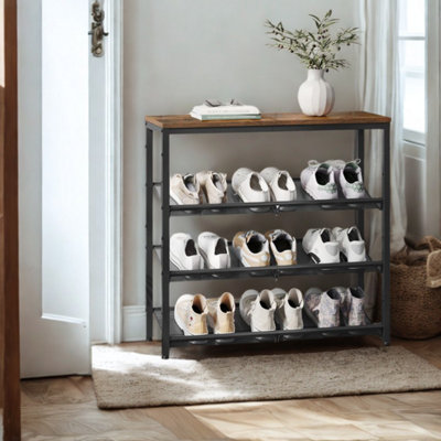 Tier Industrial Adjustable Shoe Rack Hallway Storage Organiser