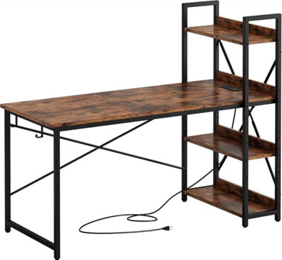 4 Tier Industrial Look Wooden Reversible Computer Study Writing Table ...