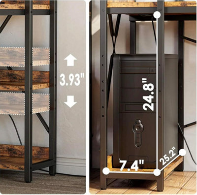 4 Tier Industrial Look Wooden Reversible Computer Study Writing Table ...