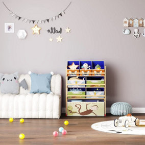 4 Tier Kids Storage Units with 8 Fabric Bins, Children's Toy Organizer