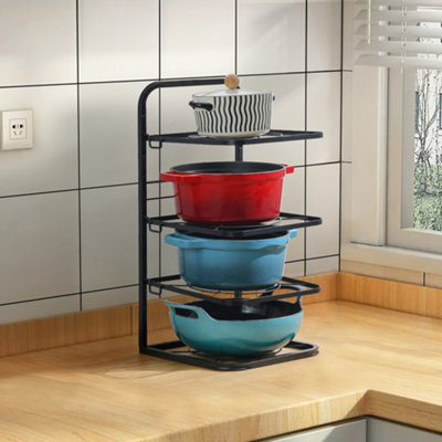 4 Tier Kitchen Pot Pan Organizer Rack Adjustable Kitchen Cabinet Organizer