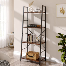 4-Tier Ladder Shelf Freestanding Bookshelf for Living Room Office Rustic Brown 56 x 139cm
