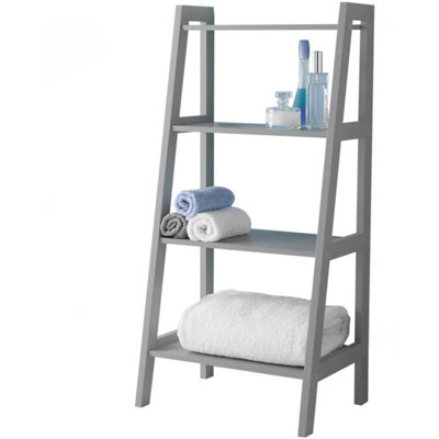 4 tier Ladder Shelf Storage Rack Grey