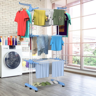 4-Tier Laundry Drying Rack with 2 Adjustable Side Wings, Free-Standing ...