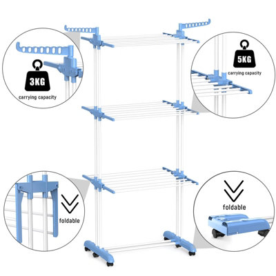 4-Tier Laundry Drying Rack with 2 Adjustable Side Wings, Free-Standing ...
