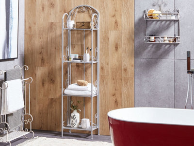 4 Tier Metal Bathroom Shelves Grey VALDIVIA