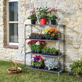 4 Tier Metal GroZone Shelving - Perfect for Greenhouses, Grow Houses, Sheds, Garages or Office - Measures H106 x W90 x D31cm