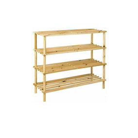 4 Tier Natural Wooden Entry Way Shoe Rack Storage Bench Durable & Sturdy Space Saver Perfect for Hallway Bedroom Organiser Holder
