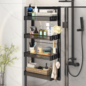 4 Tier Over the Door Adjustable Shower Caddy Shelf Kitchen Pantry Organizer