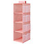 4 Tier Pink Hanging Wardrobe Storage Folding Clothing Organizer
