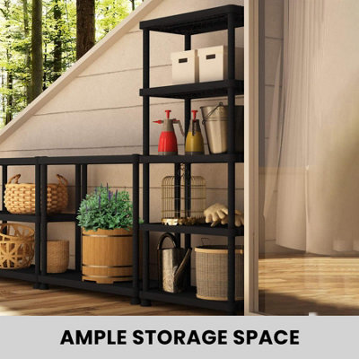 4 Tier Plastic Shelf Home Storage Shelving Unit 1.3M - 4