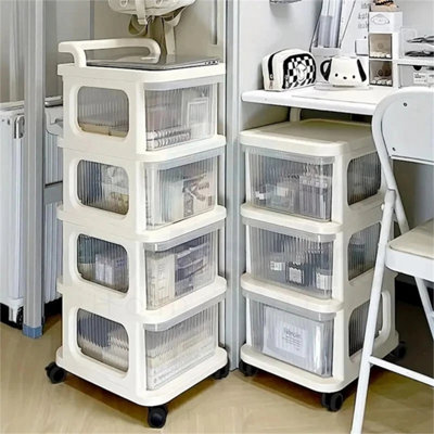 4 Tier Plastic Storage Drawers Draw Tower Unit Office Home Organiser ...