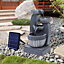 4 Tier Rockery Waterfall Decoration Solar Powered Outdoor Water Feature Fountain with LED Lights 47cm