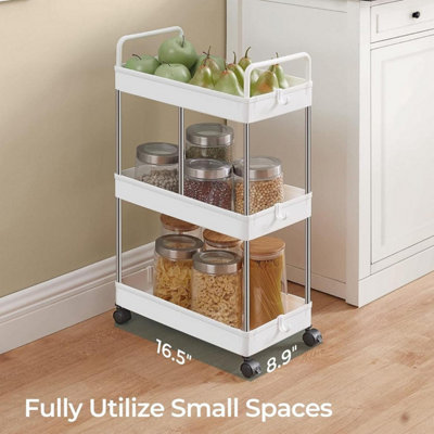 4 Tier Rolling Storage Trolley with Lockable Wheels Side Clips and ...