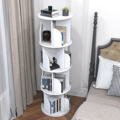 4-Tier Rotating Bookshelf,Wooden Rotating Corner 360 Display Spinning Floor