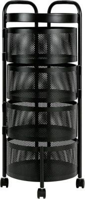 4 Tier Round Multi Layer Rotating Storage Cart Detachable Kitchen ...