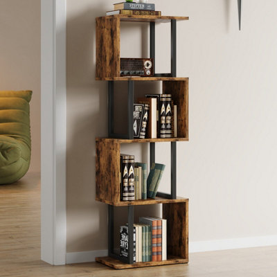 4-Tier S-shaped Geometric Storage Rack with LED Lights