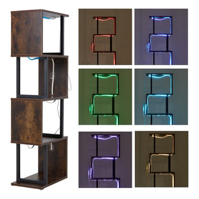 4-Tier S-shaped Geometric Storage Rack with LED Lights