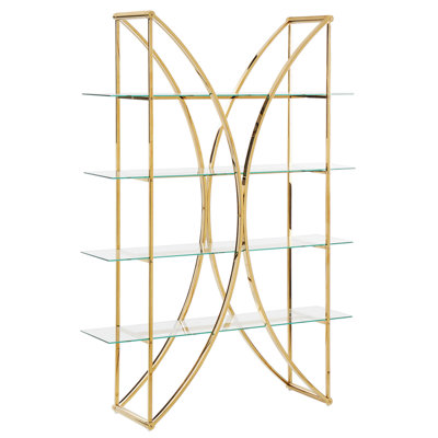 4 Tier Shelving Unit HOLLOW 175 cm Metal Gold