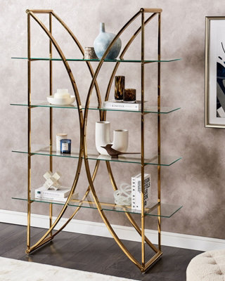 4 Tier Shelving Unit HOLLOW 175 cm Metal Gold