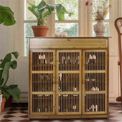 4-Tier Shoe Cabinet Rack Storage Cupboard Wooden