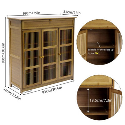 4-Tier Shoe Cabinet Rack Storage Cupboard Wooden