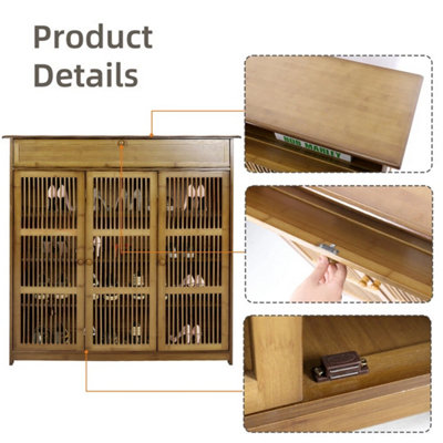 4-Tier Shoe Cabinet Rack Storage Cupboard Wooden