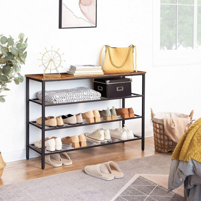 4-Tier Shoe Rack, Well Ventilated, Shoe Rack Organizer with 3 Metal Mesh Shelves, Shoe Organizer Shelf for Entryway, Hallway,