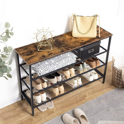 4-Tier Shoe Rack, Well Ventilated, Shoe Rack Organizer with 3 Metal ...