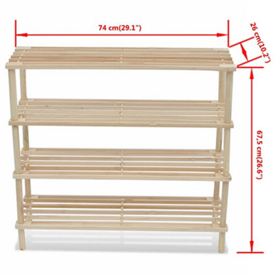 4-Tier Shoe Racks 2 pcs Solid Fir Wood - 5