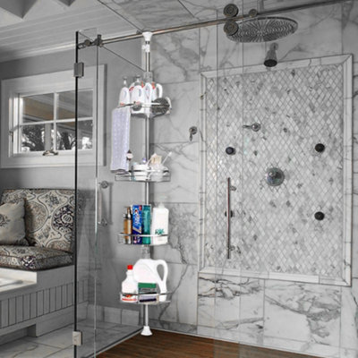 4 Tier Silver Metal Bathroom Corner Shelf Adjustable Caddy Storage Shower Organizer H 250 cm