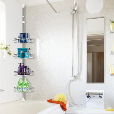 4 Tier Silver Metal Bathroom Corner Shelf Adjustable Caddy Storage Shower Organizer H 250 cm - 3