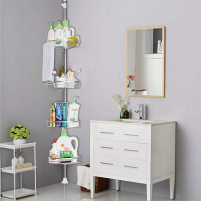 4 Tier Silver Metal Bathroom Corner Shelf Adjustable Caddy Storage Shower Organizer H 250 cm - 4