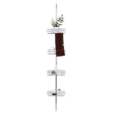 4 Tier Silver Metal Bathroom Corner Shelf Adjustable Caddy Storage Shower Organizer H 250 cm - 5