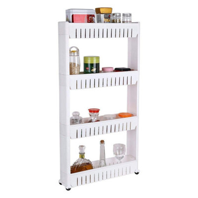 4-Tier Slim Slide-Out Kitchen or Bathroom Trolley Rack, Space-Saving ...