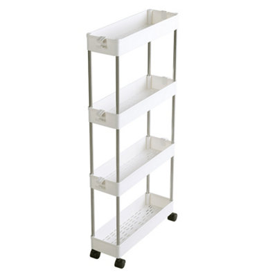 4 Tier Slim Standing Plastic Corner Storage Rack Shelf for Kitchen Bathroom