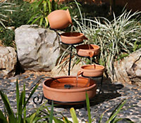 4 Tier Solar Powered Garden Patio Cascading Terracotta Pot Water Feature Weatherproof Resin