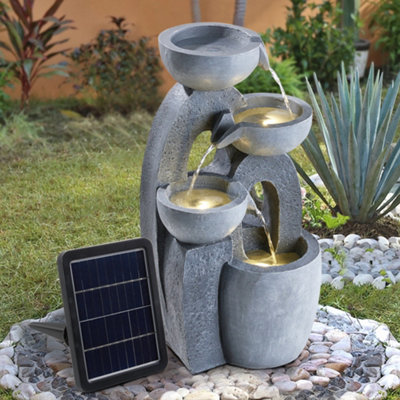 4-Tier Solar-Powered Water Fountain Outdoor Garden Decor 54cm H