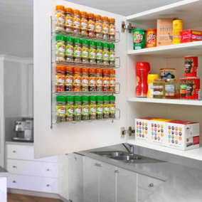 4 Tier Spice Rack For Kitchen Door Cupboard or Wall